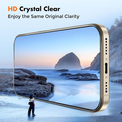 UNBREAKcable 3-Pack Glass for iPhone 15 Pro Screen Protector, Double Shatterproof Tempered Glass [Easy Installation Frame] [9H Hardness] [Full Coverage] [HD Clear] for iPhone 15Pro 6.1 inch