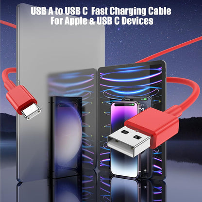 3-Pack Red [3.3FT+3.3FT+6FT] USB A to USB C Cable，USB to USB C Car Carplay Cable for iPhone 16 15 Pro Plus Pro Max，for iPad Pro/Air/Mini，for Samsung S24/S23/S22/S21，for MacBook Pro/Air and More