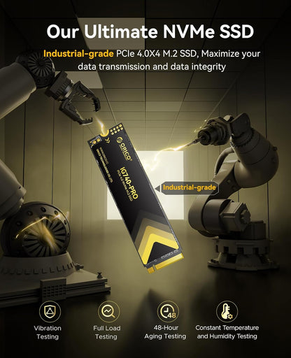 ORICO Industrial SSD 4TB M.2 NVMe SSD, PCIe 4.0 Drive with 7400MB/s Read Speed, Advanced Data Security and Innovative Heatsink, for Edge Computing, Industrial PC, Personal Laptop and PS5 - IG740PRO