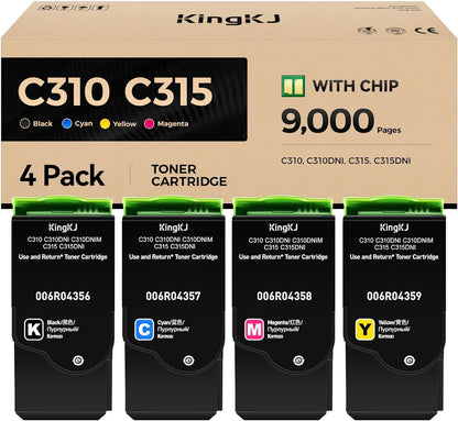 C310 C315 Toner Cartridge Set 4-Pack with chip High-Yield 006R04356 006R04357 006R04358 006R04359 Replacement for Xerox C310 C310DNI Versalink C315 C315DNI Color Printer Ink Black Cyan Magenta Yellow