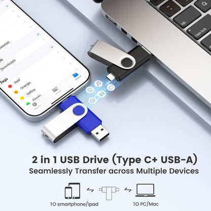 ABLAZE 16GB USB C Flash Drive 10 Pack, OTG USB 2.0 + Type C Memory Stick Dual Type C Thumb Drive Compatible with iPhone 16/15, Android Smartphone, Computers, Tablets, Mac,iPad,PC