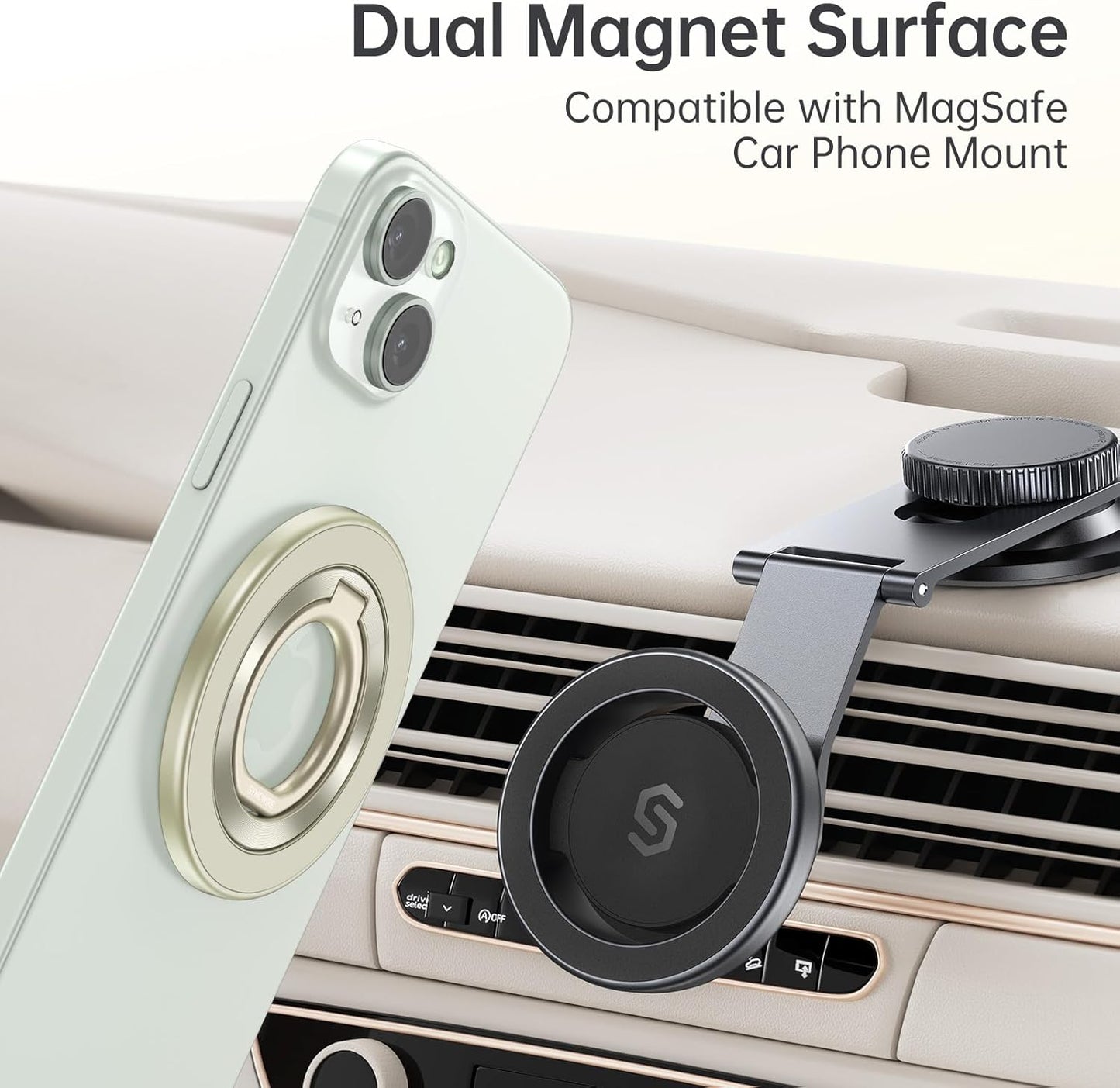 Syncwire Upgraded Magnetic Phone Ring Holder for MagSafe, Magnetic Cell Phone Grip Stand Finger Ring Kickstand with Two-Sided Magnets Compatible iPhone 16 Pro Max 15 14 13 12 Android, Yellow