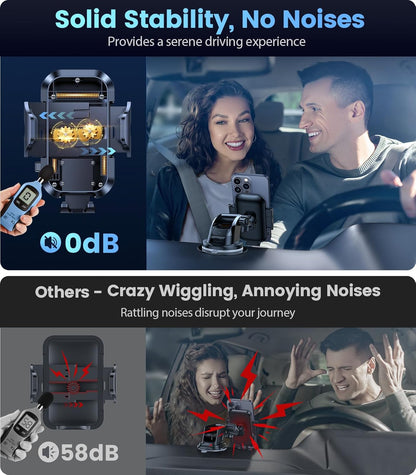 VICSEED Strong Suction Car Phone Holder [Ultra-Stable for Heavy Phones & Thick Cases] 3-in-1 Dashboard Windshield Vent Cellphone Mount, Military-Grade Truck Boat Cradle Universal for iPhone & Android