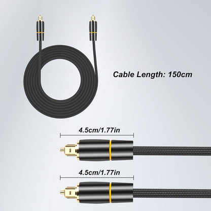 MEIRIYFA Digital Optical Audio Cable, Fiber Optical Toslink Audio Cable Male to Male Cord Nylon Braided Gold-Plated for Home Theater, Sound Bar, TV, Stereo System (1.5M)