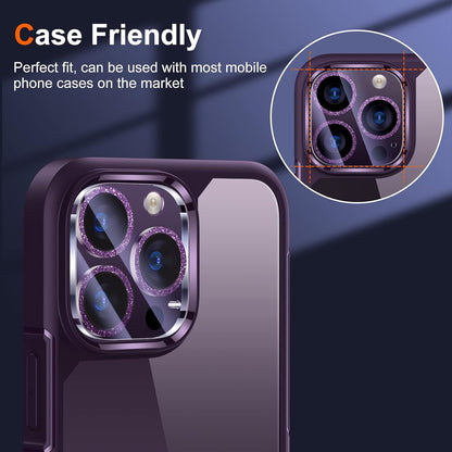 UniqueMe [3 Pack] Compatible for iPhone 14 Pro Max/iPhone 14 Pro Camera Lens Protector Tempered Glass,[Case Friendly][Scratch-Resistant][Night Shooting Mode]-Glitter Purple