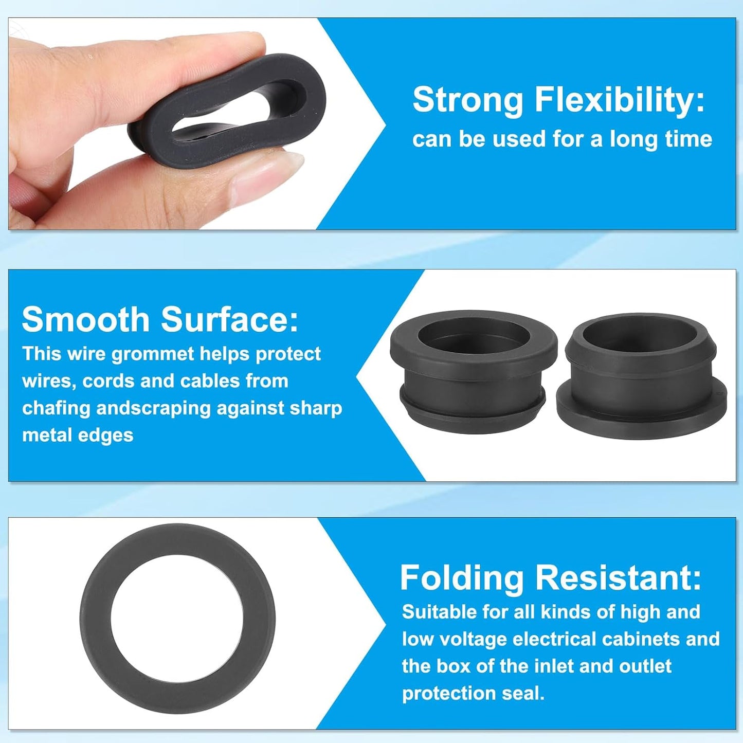 PATIKIL 28mm / 1-1/18 Inch Drill Hole,15/16 Inch ID Rubber Grommets, 3Pcs Top Hat Grommet for Wiring Eyelet Ring Gasket Automotive Firewall Cable Hole Plugs Wires Protection, Black