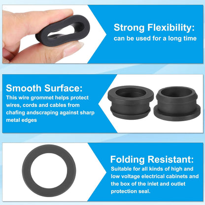 PATIKIL 27mm / 1-1/16 Inch Drill Hole,7/8 Inch ID Rubber Grommets, 3Pcs Top Hat Grommet for Wiring Eyelet Ring Gasket Automotive Firewall Cable Hole Plugs Wires Protection, Black