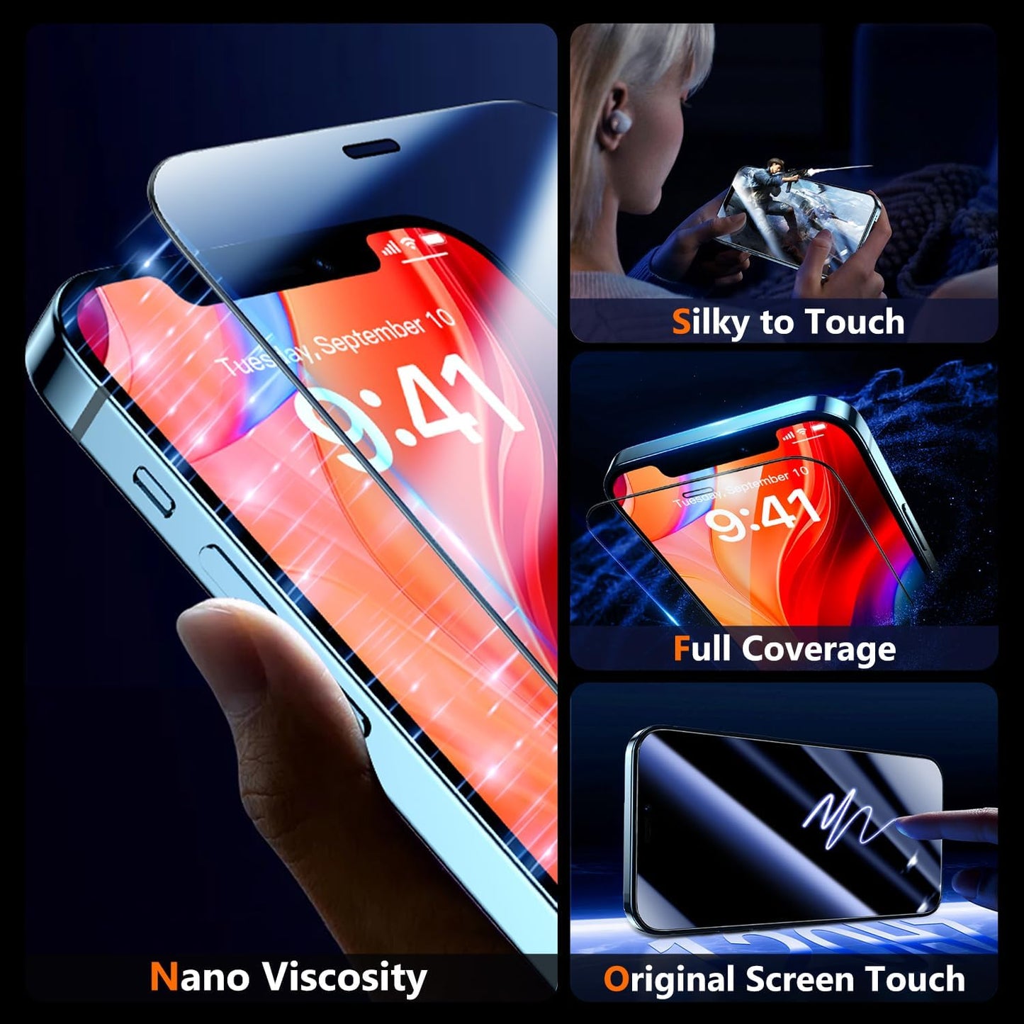 UniqueMe for iPhone 12 / iPhone 12 Pro Screen Protector - [Military Grade Shatterproof & 9H+ Hardness] Screen Protector 12 Pro Tempered Glass Full Coverage Protection, Easy Installation, 2 Packs