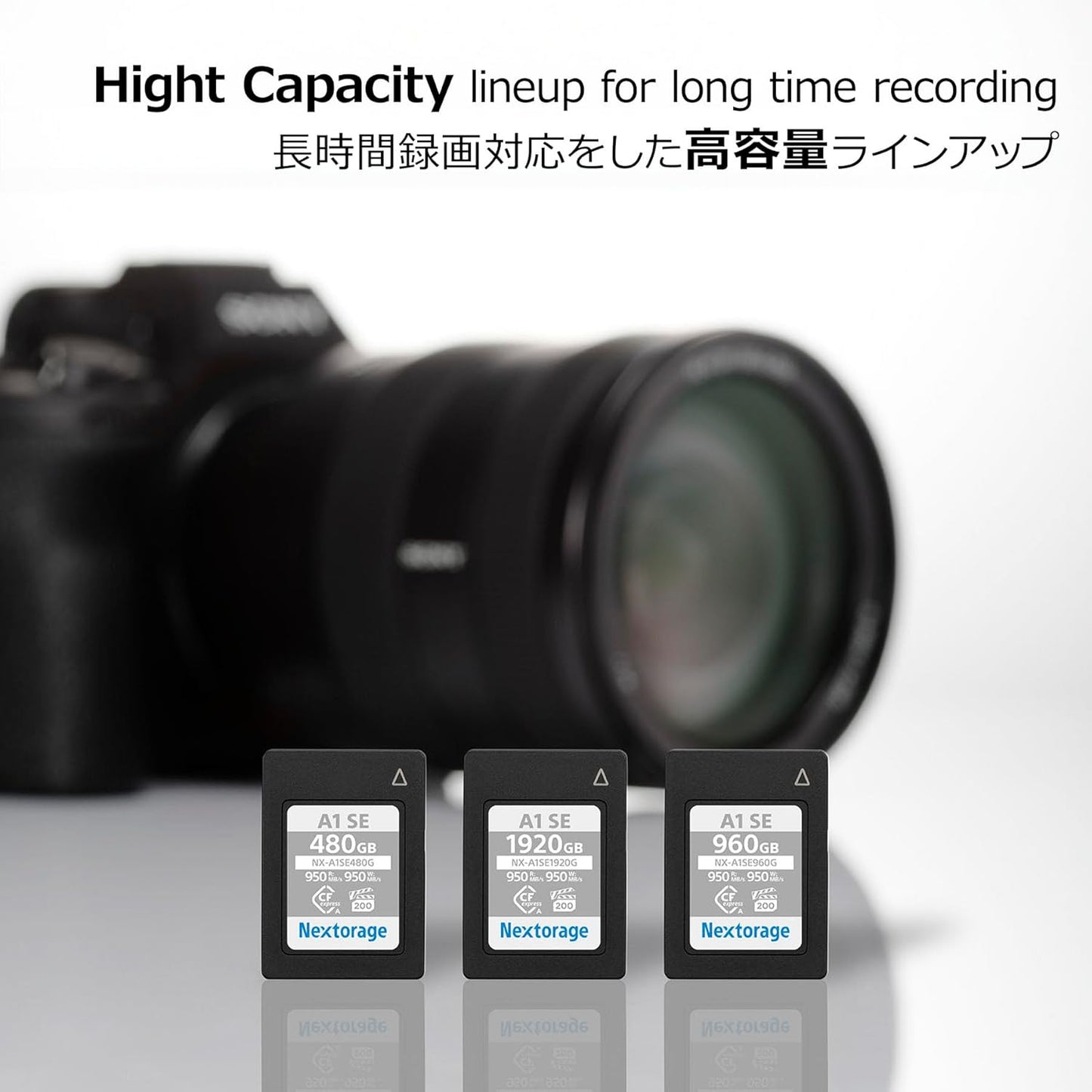 Nextorage 480GB CFexpress Type A VPG200 Japanese Brand Max. Write Speed 950MB/s Max. Read Speed 950MB/s Sony Alpha Series Compatibility Confirmed NXA1SE480G Memory Card for Camera