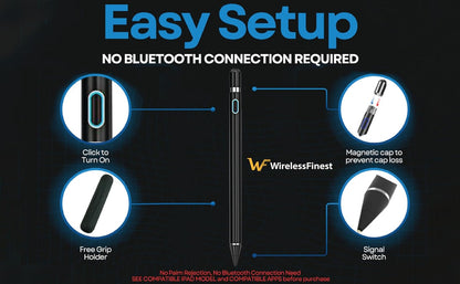 Black Stylus Pen Pencil 1st Gen Generation Replacement for Apple iPad Pro 1st 2nd iPad 1st 2nd 3rd 4th 5th iPad mini 1 2 3 4 iPad Air 1st 2nd iOS Android Capacitive Tablet Touch Screen+Free Holder