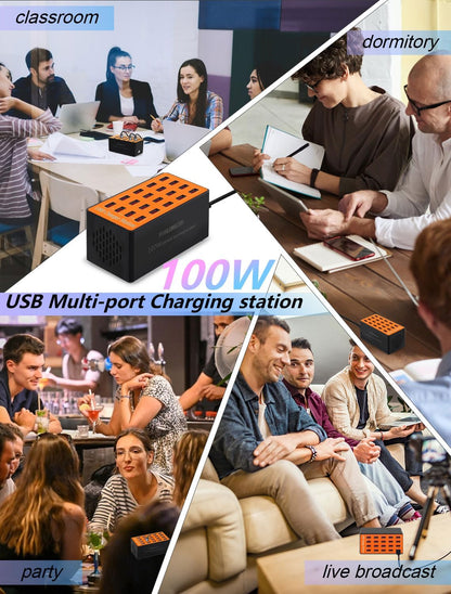 Charging Station, 100W20Port USB Charging Station, Multiple USB Charger Station, Charging Station for Multiple Devices, Multi USB Charging Station