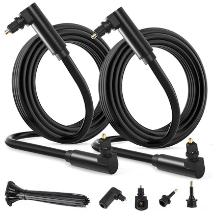 Elecan Optical Audio Cable 4 Ft/2 Pack 90 Degree Angled to Angled Digital Audio Toslink Cable Cord-Fiber Optic-Gold Plated-Flexiable&Durable-for Home Theater,Sound Bar,PS4&Xbox with Adapters+Ties