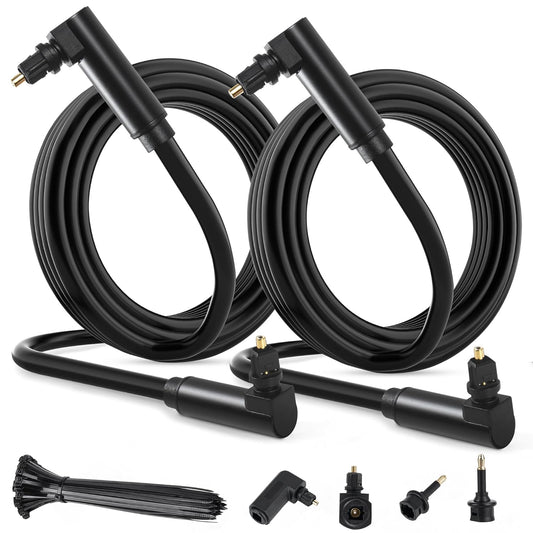 Elecan Optical Audio Cable 4 Ft/2 Pack 90 Degree Angled to Angled Digital Audio Toslink Cable Cord-Fiber Optic-Gold Plated-Flexiable&Durable-for Home Theater,Sound Bar,PS4&Xbox with Adapters+Ties