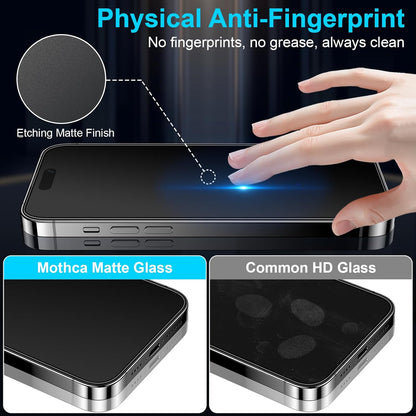 Mothca 2 Pack Matte Glass Screen Protector for iPhone 14 Pro Max 6.7-inch [Auto Fit Box Dust-Free] Edge to Edge Full Coverage Anti-Glare & Anti-Fingerprint Tempered Glass, Bubble Free, Smooth as Silk