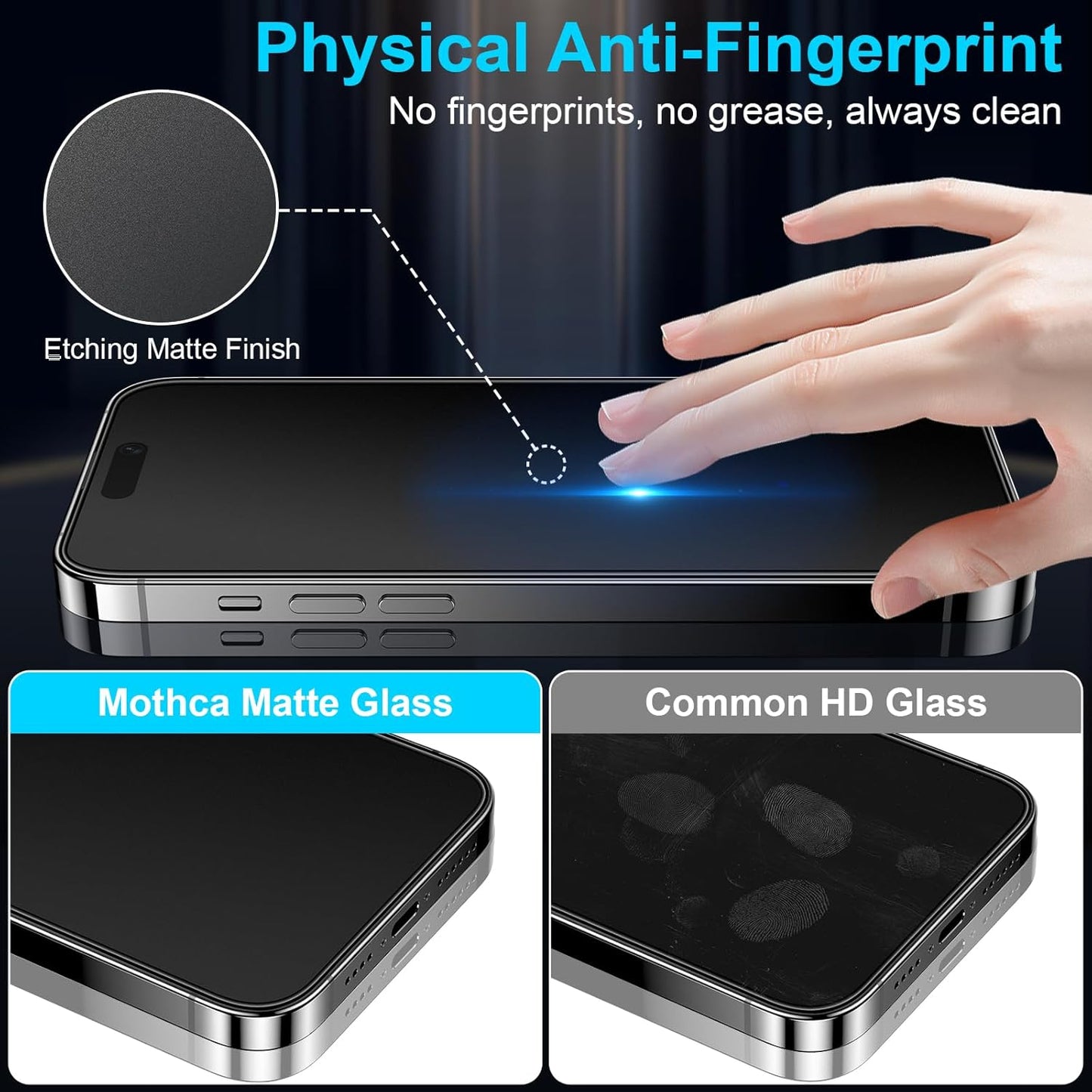 Mothca 2 Pack Matte Glass Screen Protector for iPhone 14 Pro 6.1-inch [Auto Fit Box Dust-Free] Edge to Edge Full Coverage Anti-Glare & Anti-Fingerprint Tempered Glass, Bubble Free, Smooth as Silk