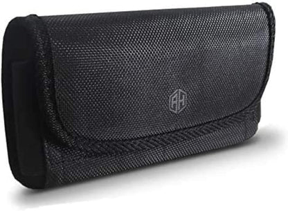 AH Military Grade Nylon Cell Phone Pouch - Clip Holder for Belt Loop, Fits iPhone 13/14 Max/Pro, S20 Plus, Otterbox (Large)