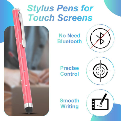 PATIKIL Stylus Pens for Touch Screens, 6 Pcs High Precision Universal Bling Stylus Crystal Metal Capacitive Pen for Touch Screen Devices Phone Tablets Laptop, Pink