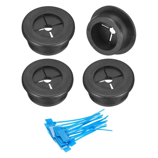 uxcell 4Pcs Cable Cord Grommet, 1"(25mm) Rubber Desk Grommets Wire Pass Through Hole Cover with Marked Cable Ties for Home Office Cable Wire Protection, Black