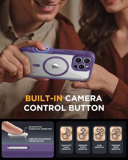 Miracase Magnetic for iPhone 16 Pro Case Full-Body Phone with Built-in Glass Screen Protector, [Compatible with MagSafe] Military Drop Proof 16 Pro Cover Bumper 6.3 inch, Purple