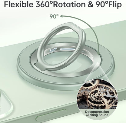 Syncwire Magnetic Phone Ring Holder for MagSafe, Magnetic Cell Phone Grip Stand Finger Ring Kickstand with Two-Sided Magnets Compatible iPhone 16 Pro Max 15 14 13 12 Android, Green