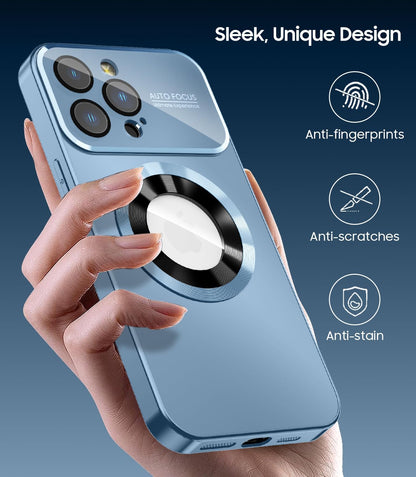 Magnetic for iPhone 13 Pro Max Case, Compatible with MagSafe, Built-in Camera Lens Protector, Logo View, Military Grade Drop Proof Phone Case Cover, Sierra Blue