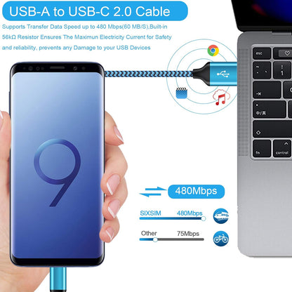 USB C Cable 3FT, 5Pack Type C Fast Charging Cable Nylon Braided Android Phone Charger Cord for iPhone 17 16e 16 15 Pro Max Samsung Galaxy S25 Ultra S24 A17 A56 A36 A16 A55 A35 A15 A14 A13 Pixel 10 9