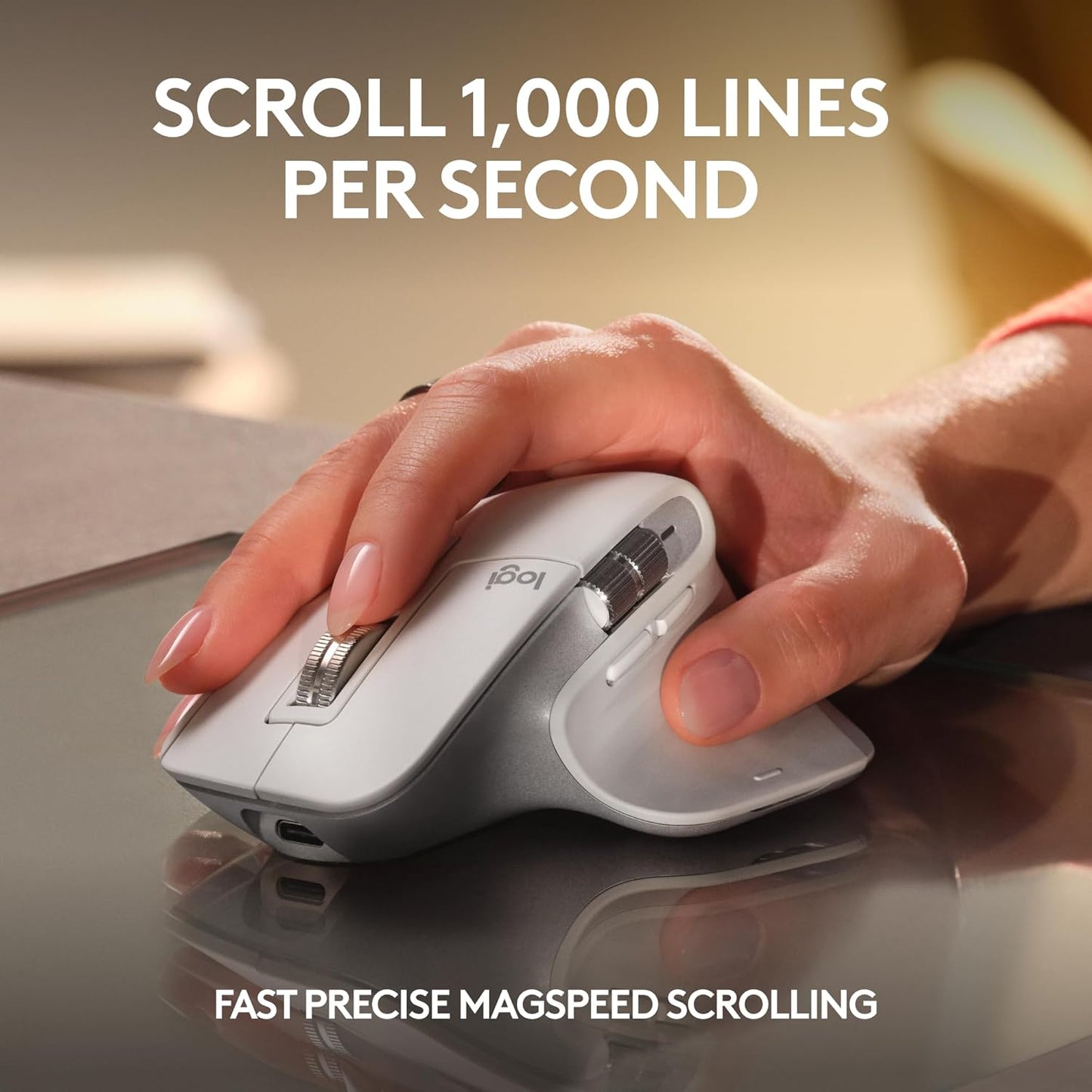 Logitech MX Master 3S Keys S Combo - Performance Wireless Keyboard and Mouse with Palm Rest, Customizable Illumination, Fast Scrolling, Bluetooth, USB C, for Windows, Linux, Chrome, Mac - Pale Grey