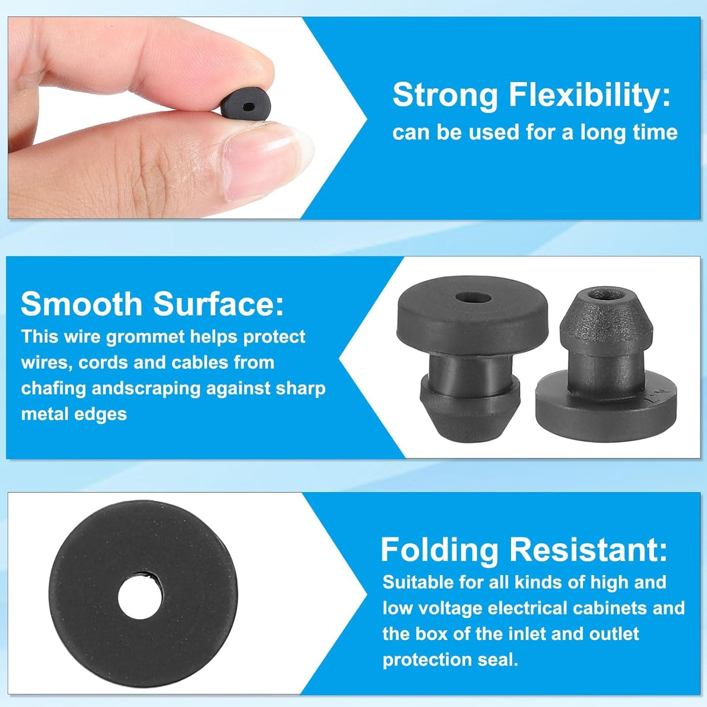 PATIKIL 5mm / 3/16 Inch Drill Hole,1/8 Inch ID Rubber Grommets, 15Pcs Top Hat Grommet for Wiring Eyelet Ring Gasket Automotive Firewall Cable Hole Plugs Wires Protection, Black