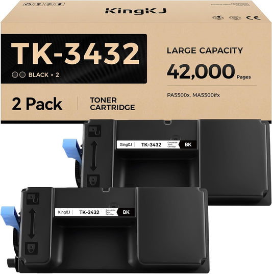 TK-3432 TK3432 Toner Cartridge Black 2-Pack High Yield with Chip Replacement for Kyocera TK-3432 1T0C0W0US0 Compatible with Kyocera ECOSYS PA5500x MA5500ifx Laser Printers,21,000 Pages Monochrome Ink