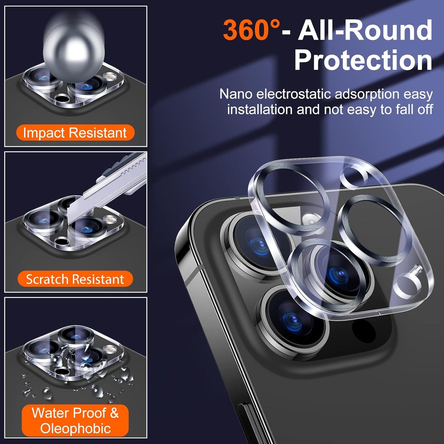 UniqueMe [ 3 Pack] Compatible with iPhone 12 Pro Max 6.7" Camera Lens Protector Tempered Glass,[Case Friendly][New version][Scratch-Resistant][Easy Installation] -Graphite Black