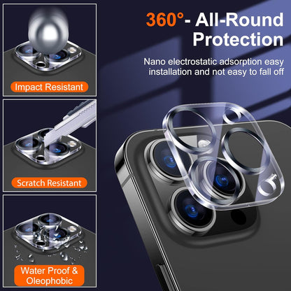 UniqueMe [ 3 Pack] Compatible with iPhone 12 Pro Max 6.7" Camera Lens Protector Tempered Glass,[Case Friendly][New version][Scratch-Resistant][Easy Installation] -Graphite Black