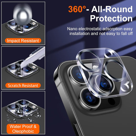UniqueMe [3 Pack] Camera Lens Protector Compatible with iPhone 13 Pro 6.1" / 13 Pro Max 6.7" Tempered Glass,[Case Friendly][New version][Scratch-Resistant][Easy Installation] -Grey