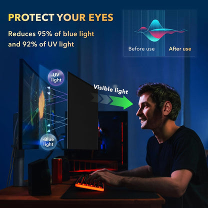 Magnetic 2 Pack Invisible Hidden Design Computer Privacy Screen Filter 24 Inch for Frameless Monitor 16:9 Aspect Ratio, Removable Anti Glare Blue Light Protector, Double Sided Reversible Eye Care Film