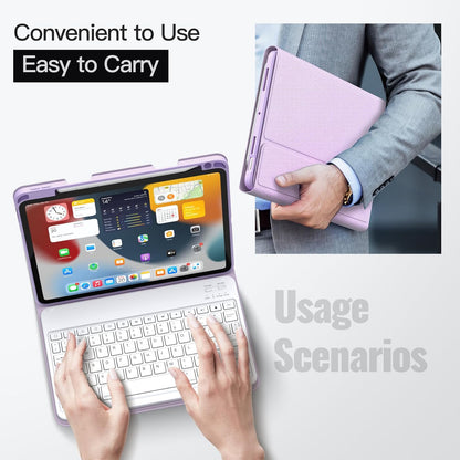 JETech Keyboard Case for iPad Air 11-Inch M3/M2 (2025/2024), iPad Air 5th/4th (10.9-Inch 2022/2020) with Pencil Holder, Magnetic Detachable Bluetooth Keyboard, TPU Back Stand Cover (Purple)