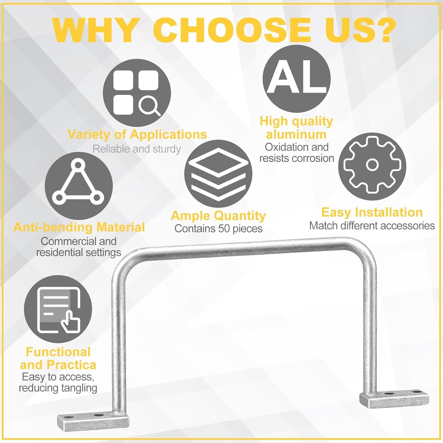 50 Pcs Distribution Rings Aluminum D Ring for Sorting Out Electric Cables, Cable Management, for Commercial and Residential Use, Silver(5 Inch)