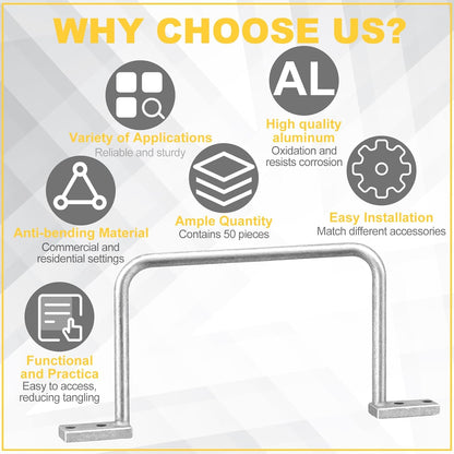 50 Pcs Distribution Rings Aluminum D Ring for Sorting Out Electric Cables, Cable Management, for Commercial and Residential Use, Silver(5 Inch)