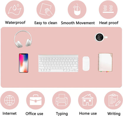 PU Leather Desk Pad Protector Gaming Mouse Pad Non Slip Desk Mat for Keyboard and Mouse Waterproof Desk Writing Pad for Office and Home Desk Accessories(Pink, 31.5 * 15.7)