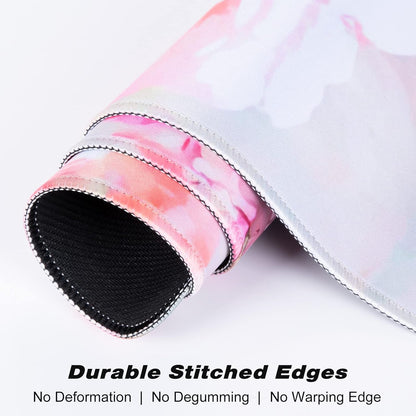 Extended Gaming Mouse Pad, XXL Large Desk Pad 30 x 14 Inch, Big Computer Keyboard Mousepad, Waterproof Mouse Mat with Stitched Edges and Non-Slip Base for Women Office Gaming, Flower