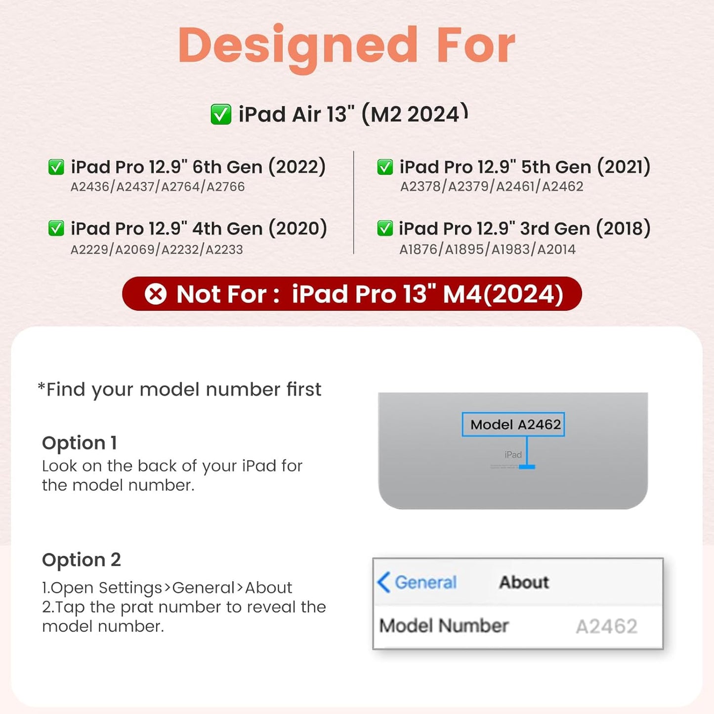 OYEEICE for iPad pro 12.9 case with Keyboard (6th, 5th Generation) & iPad Air 13 inch M2 - Wireless Detachable BT Backlit Magnetic Keyboard, Built-in Pencil Holder, Smart Cover (Pink)