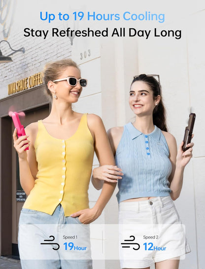 JISULIFE Handheld Mini Fan, 3 IN 1 USB Rechargeable Portable Fan [12-19 Working Hours] with Power Bank, Flashlight, Pocket Design for Travel/Summer/Concerts/Lash, Gifts for Women (Fuchsia)