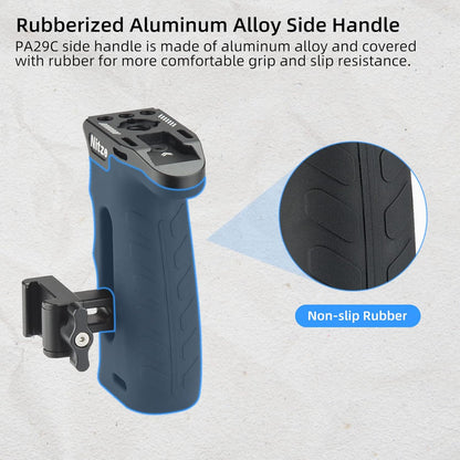 Nitze Ergonomic NATO Side Handle with NATO Calmp, Up/Down and Left/Right Adjustable, Rubberized Aluminum Camera Side Handle Camera/Monitor Cages - PA29C