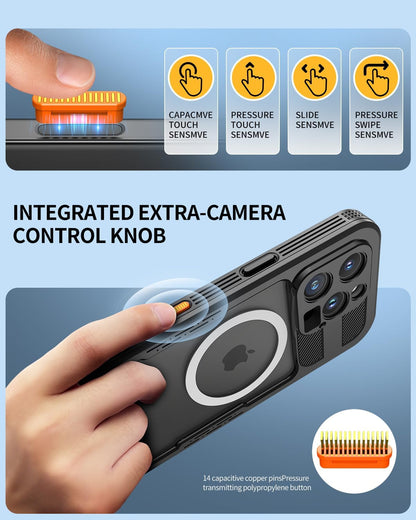 Lanhiem Magnetic for iPhone 16 Pro Case, IP68 Waterproof Dustproof Case, [Compatible with Magsafe] [Built-in Screen Protector] Full Body Heavy Duty Rugged Phone Cover 6.3 inch, Black/Clear