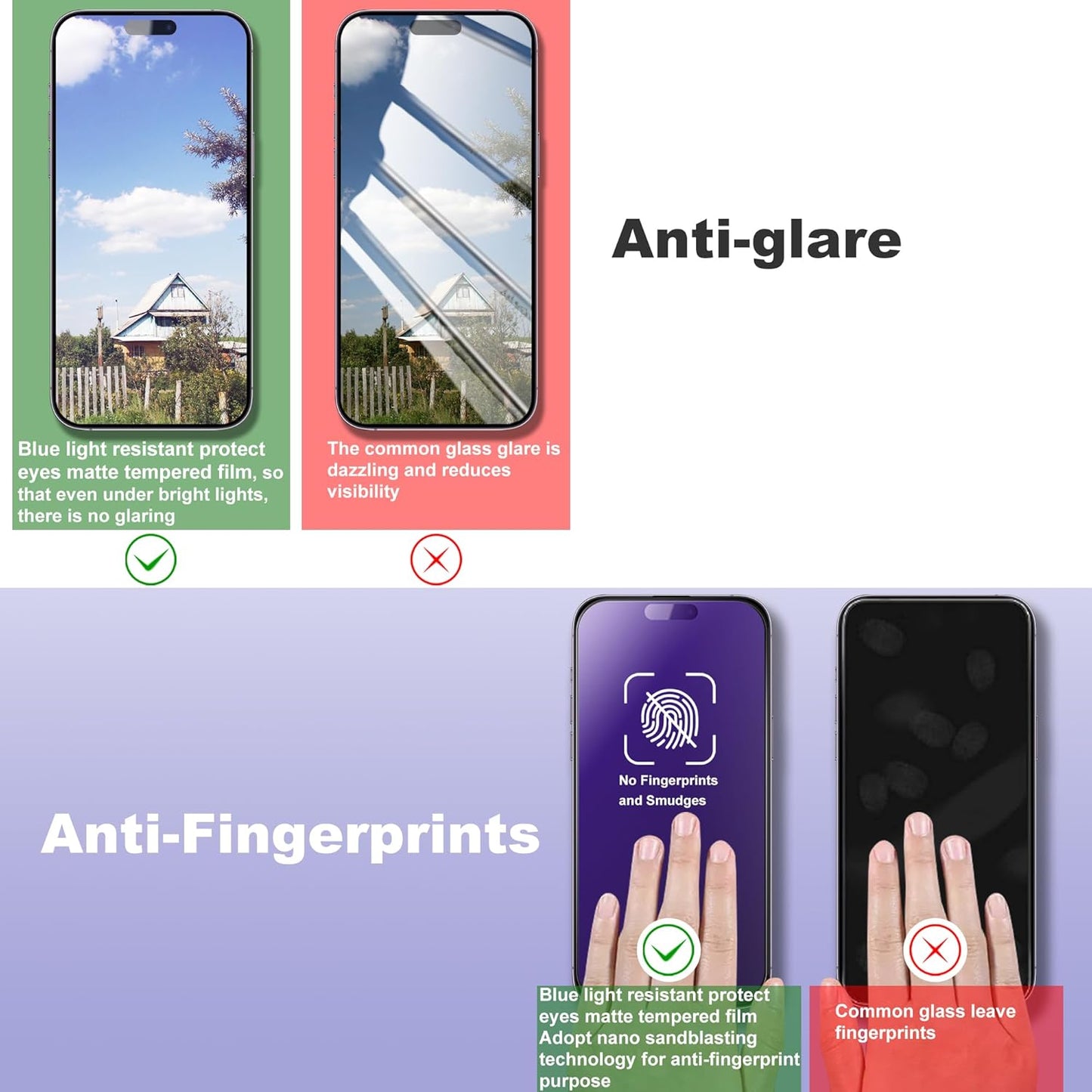 2 Pack Anti Blue Light Matte Screen Protector for iPhone 15 Plus and iPhone 14 Pro Max 6.7-Inch Auto Dust Removal, No Bubbles, Tempered Glass Film, Easy Installation