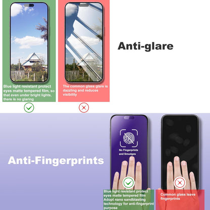 2 Pack Anti Blue Light Matte Screen Protector for iPhone 15 Plus and iPhone 14 Pro Max 6.7-Inch Auto Dust Removal, No Bubbles, Tempered Glass Film, Easy Installation