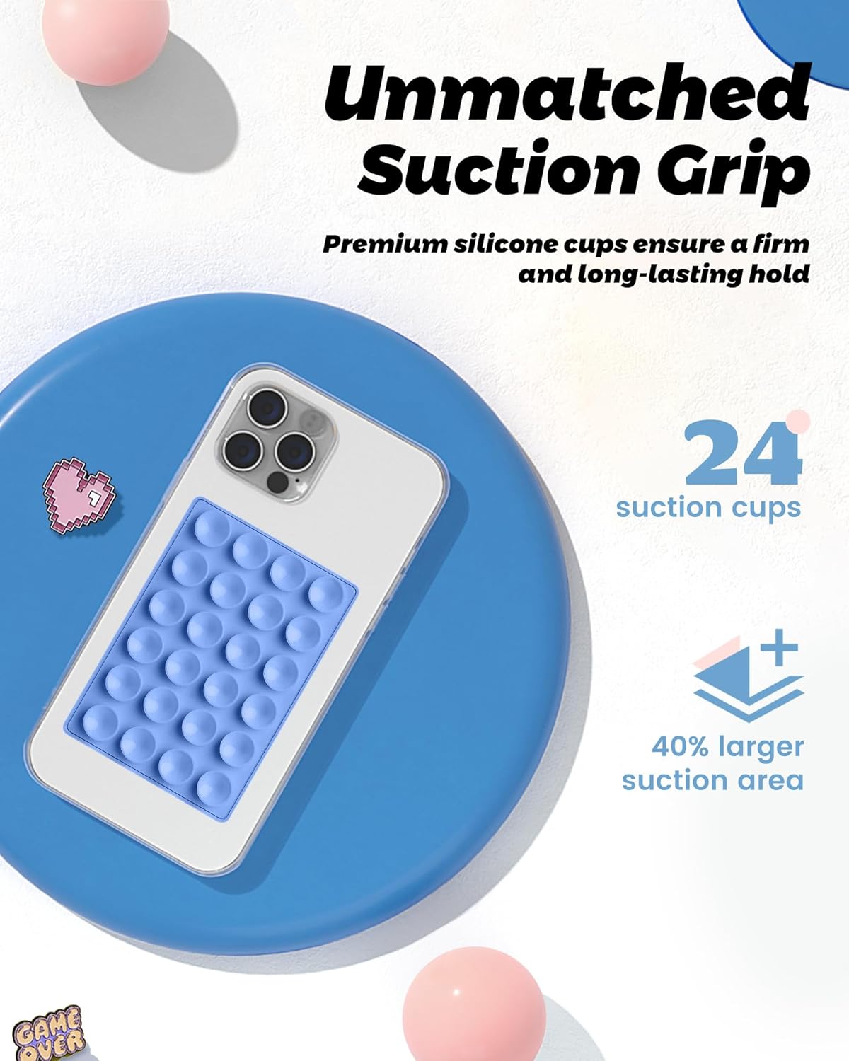 amBand Airplane Travel Essential Accessories Phone Holder for Women Men, Magnetic Suction Cup Phone Mount for Flying Plane Seat Back Screen, Long Flight Must Have Hands-Free for Selfie/Video, Sky Blue