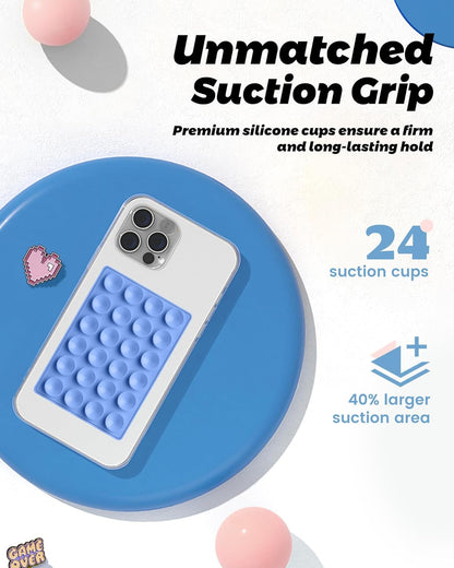 amBand Airplane Travel Essential Accessories Phone Holder for Women Men, Magnetic Suction Cup Phone Mount for Flying Plane Seat Back Screen, Long Flight Must Have Hands-Free for Selfie/Video, Sky Blue