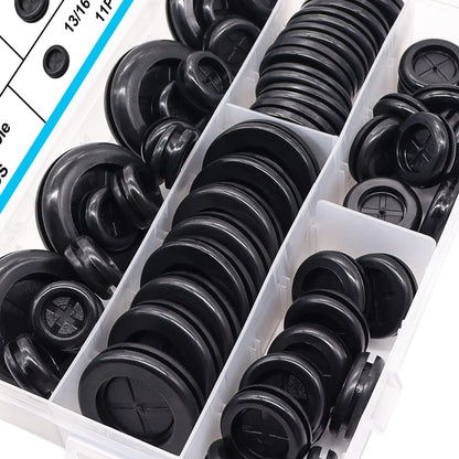 53PCS Rubber Grommets for Wiring, Rubber Grommet Kit in 6 Assorted Drill Hole Sizes 5/8" 13/16" 7/8" 1" 1-3/16" 1-1/2", Two-Sided Rubber Hole Plug for Protecting Wires