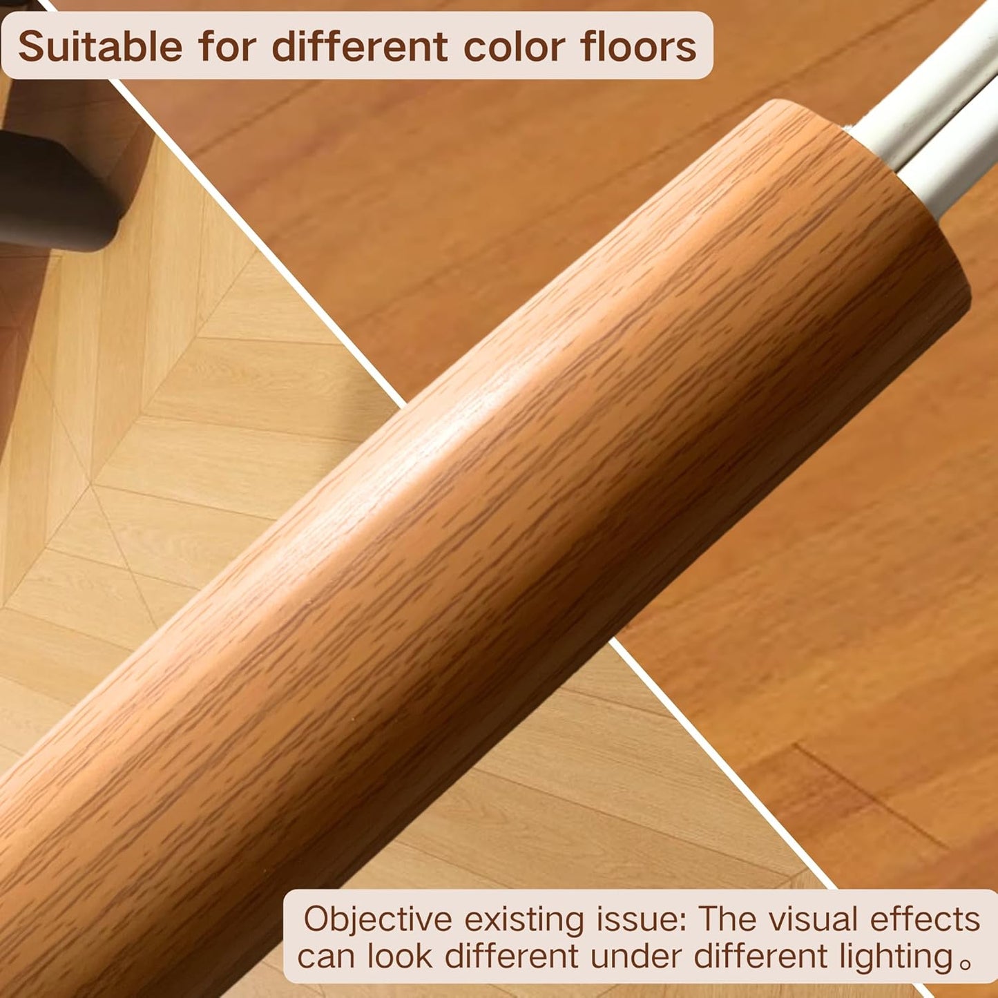 10ft Self Adhesive Floor Cord Cover,Cable Cavity:0.61"(W) x 0.32"(H),Heavy Duty Soft PVC Cable Protector and Extension Cord Hider,Cord Management System to Hide Wires on Floor,Yellow Wood