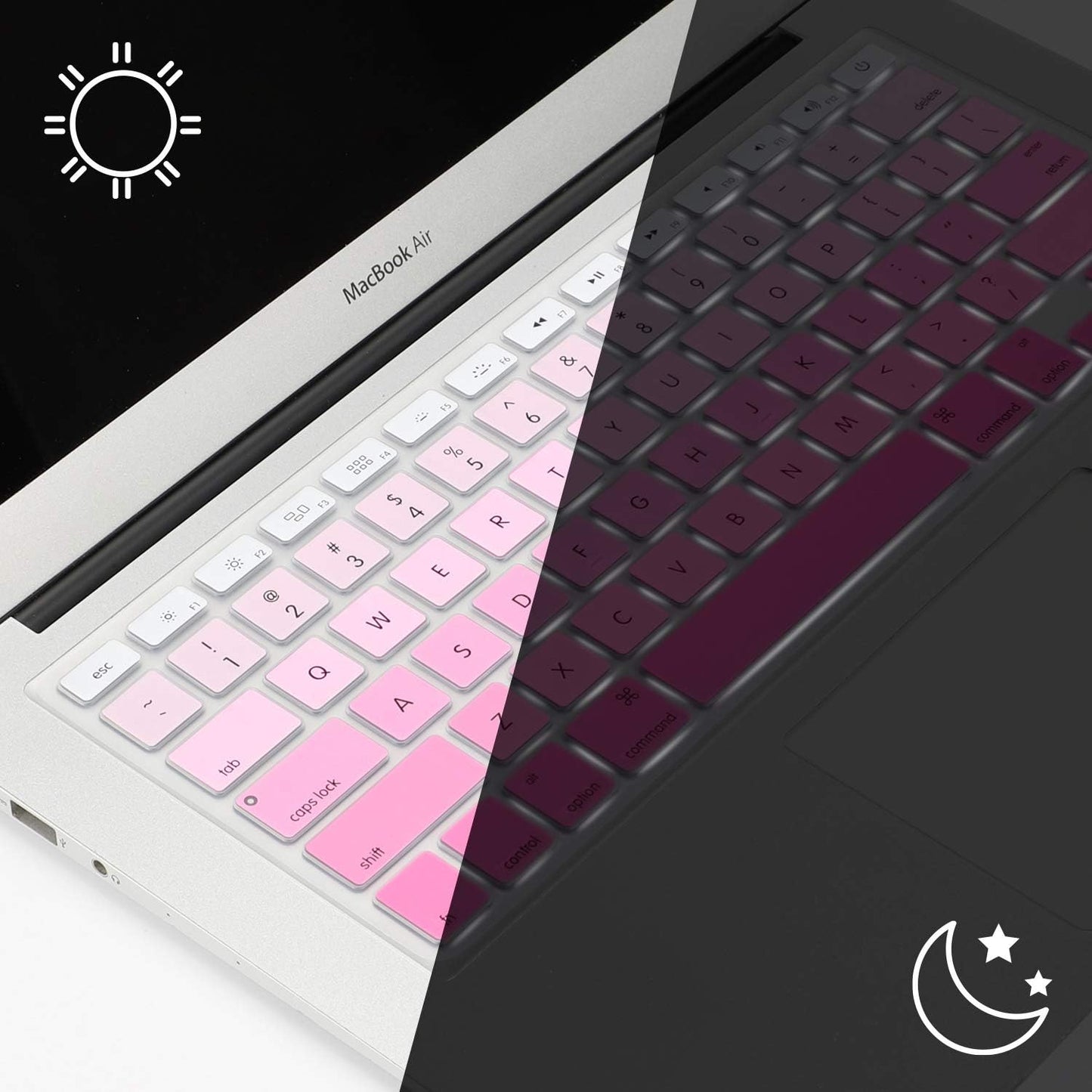 Allinside Pink Ombre Keyboard Cover Skin for MacBook Pro 13" 15" 17" (2015 or Older Version), MacBook Air 13" A1369/A1466, Older iMac Wireless Keyboard MC184LL/B