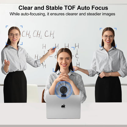 4K Webcam with Light, HD Webcam for PC with Remote Control, Built-in Privacy Cover, Adjustable Brightness, Noise Reduction Mics, for Zoom Skype Teams Laptop and Google Meet